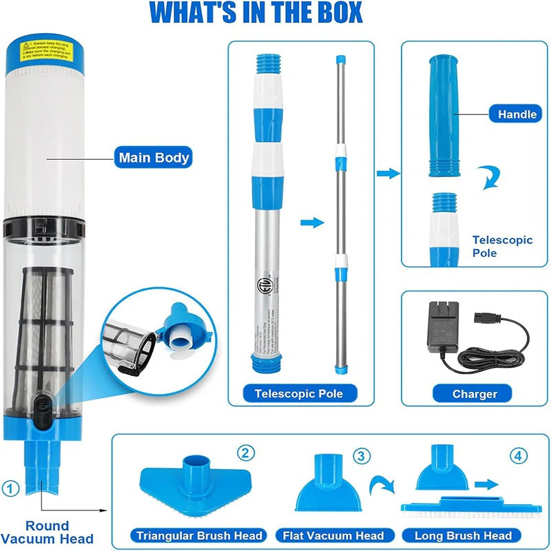 Willa | Pool Vacuum Cleaner | Cordless 3-in-1, Rechargeable | 90 Min Runtime