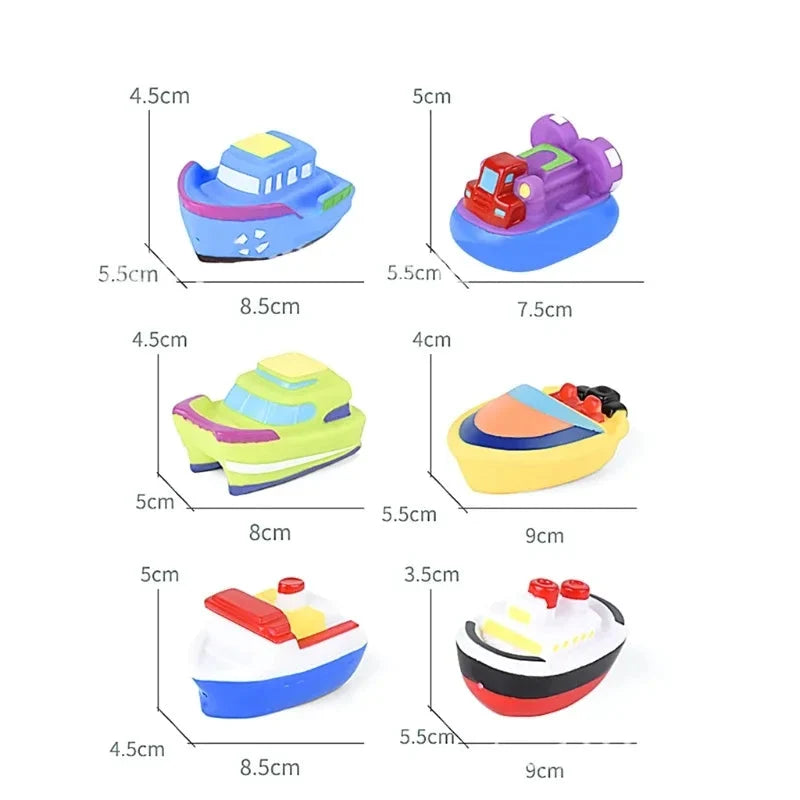 Sage | Kids Bath Boat Toy Set 6 Pack Soft Vinyl Bathtub Boats