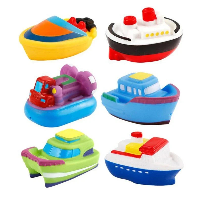Sage | Kids Bath Boat Toy Set 6 Pack Soft Vinyl Bathtub Boats