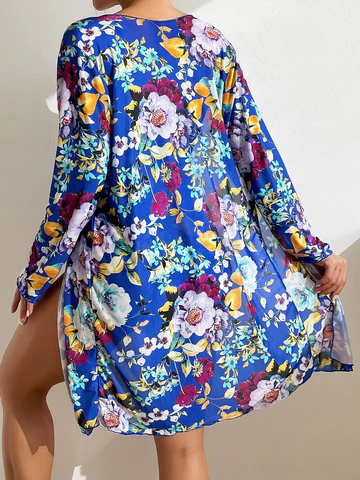 Giselle | Women's Bikini Set | 3-Piece, Blue Floral, Wrap Skirt | S-XL