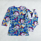 Giselle | Women's Bikini Set | 3-Piece, Blue Floral, Wrap Skirt | S-XL