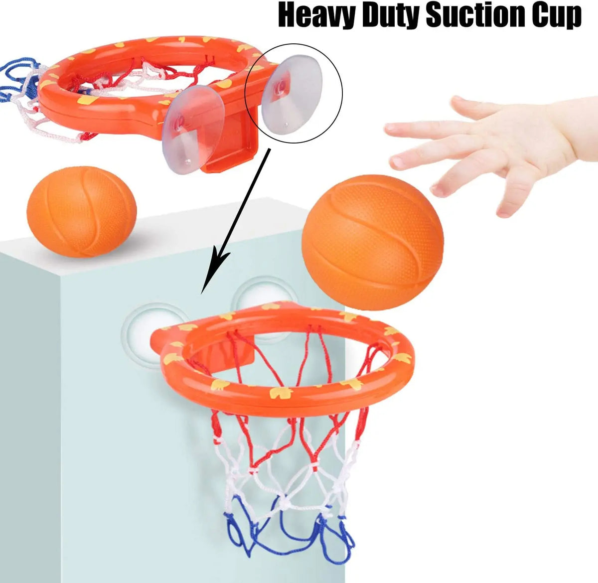 Faye | Set | Kids Bath Toy | Suction Cup Hoop, 2 Balls