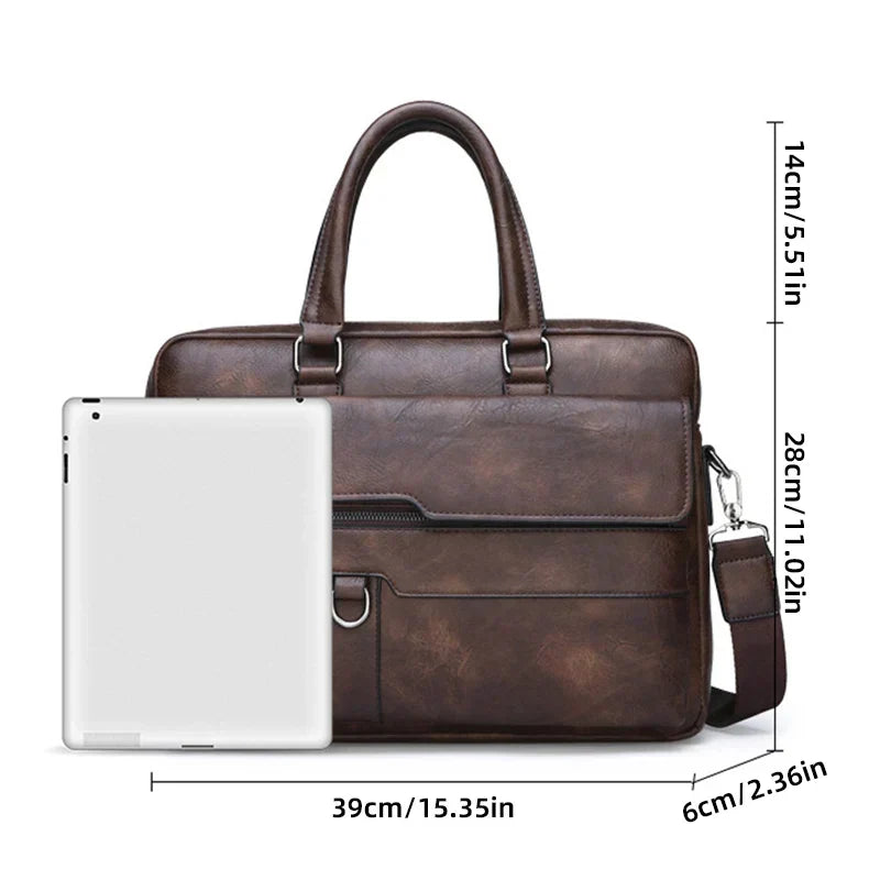 Men Leather Shoulder Bag Adjustable Strap