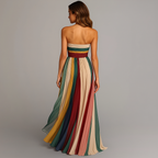 Yara | Women's Maxi Dress | Strapless, Pleated Panel Skirt | Full Length