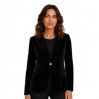 Velvet Blazer Women Long Sleeve Fitted Notched Lapel Tailored