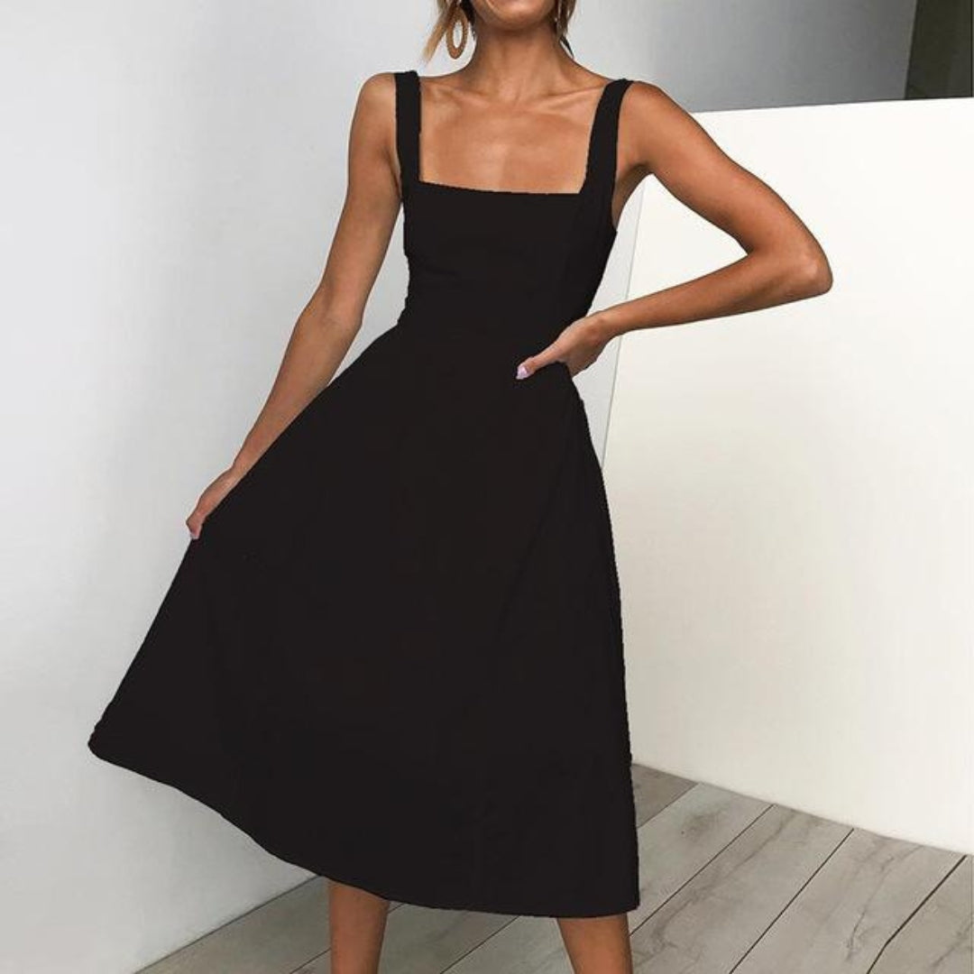 Faline | Women's Midi Dress | Sleeveless, Square Neckline, Summer