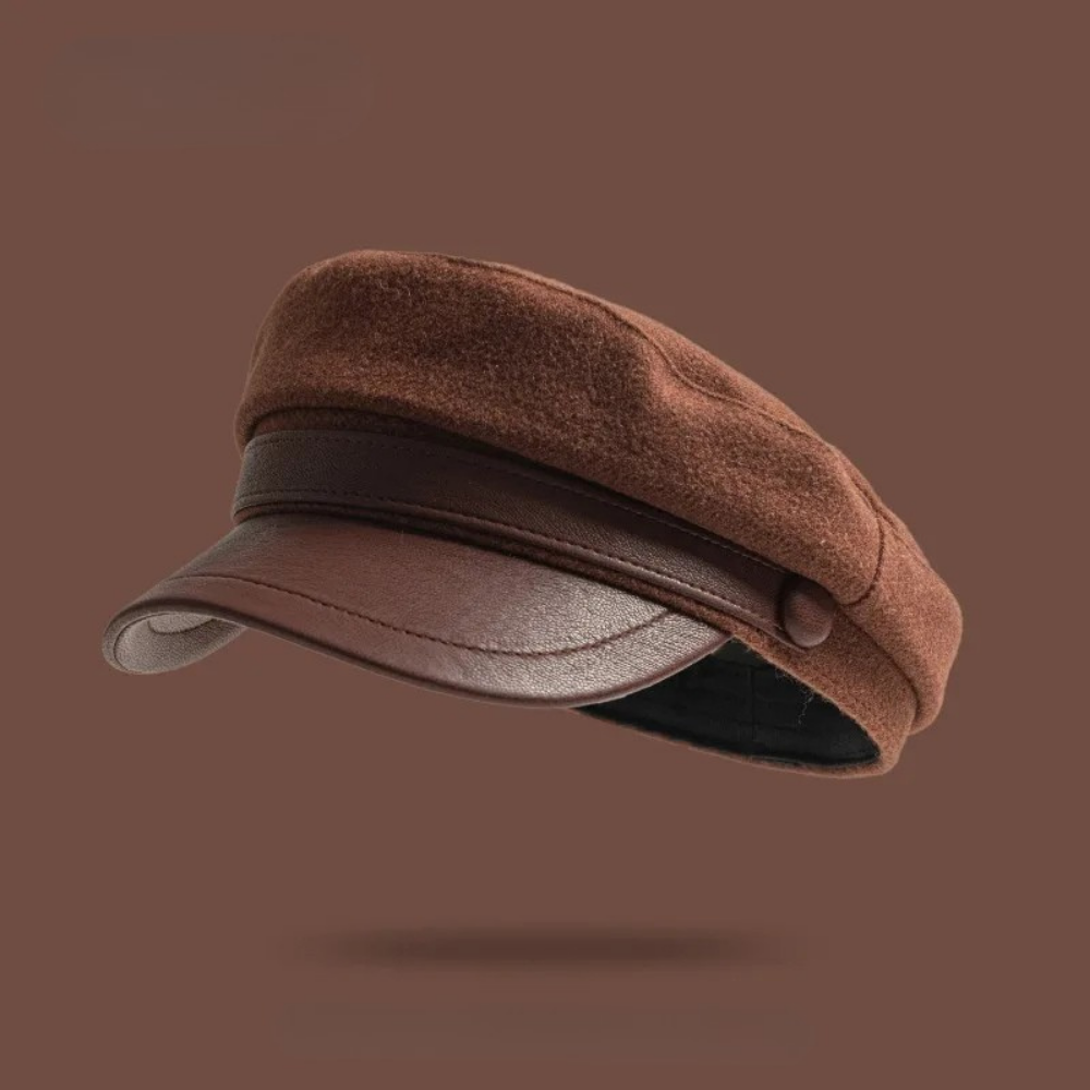 Felt Fisherman Cap Leather Brim Vintage