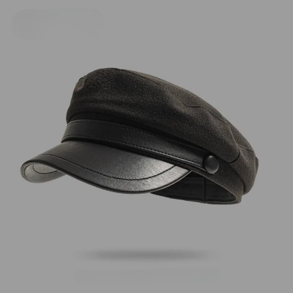 Felt Fisherman Cap Leather Brim Vintage