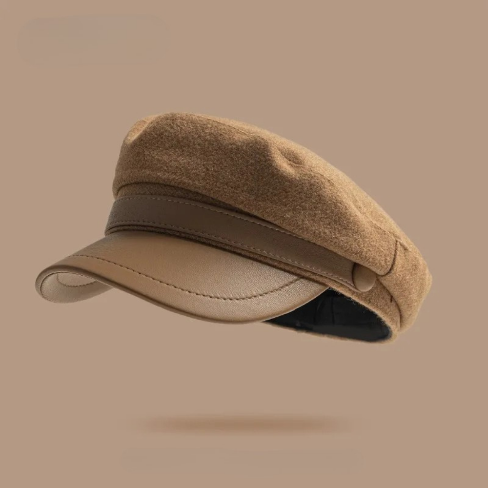 Felt Fisherman Cap Leather Brim Vintage