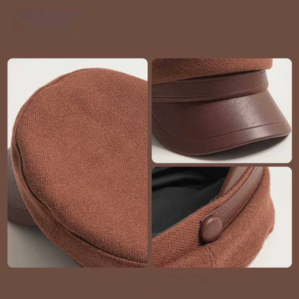 Felt Fisherman Cap Leather Brim Vintage