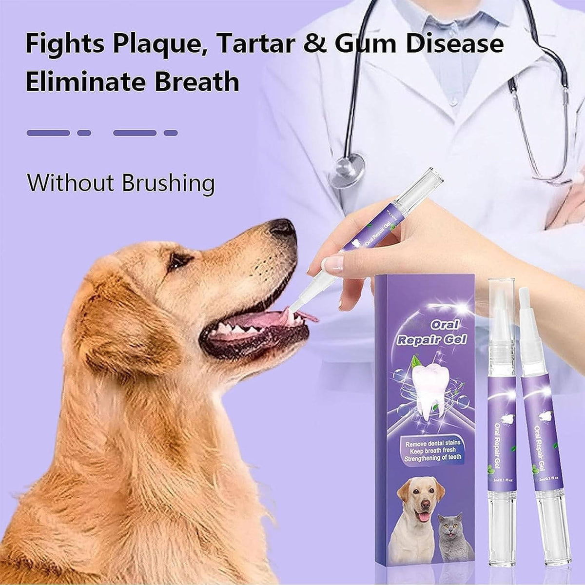 Tessa | Dog Oral Repair Gel | Whitening, Breath Freshening | 3-Pack