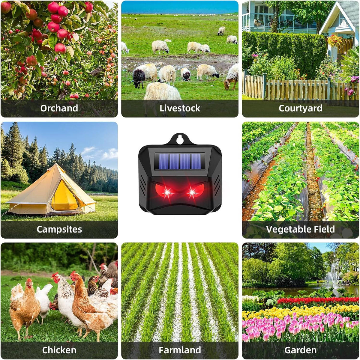 Thea | Solar Ultrasonic Animal Repellent | 2-Pack, Weatherproof | Pest Control