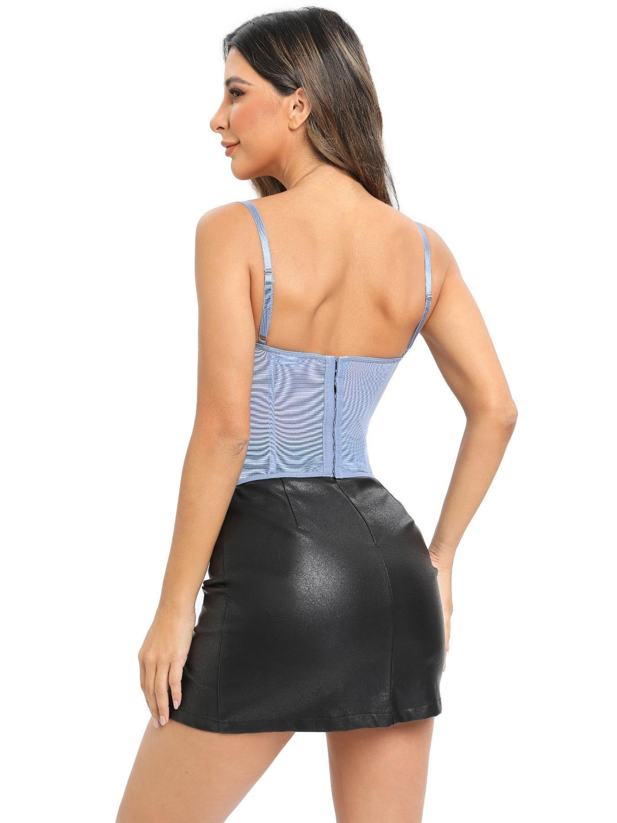 Corset Top Women Backless Flocked Lace Structured Boning | Freya