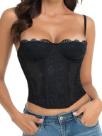Corset Top Women Backless Flocked Lace Structured Boning | Freya