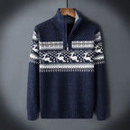 Christmas Jumper Men | Warm Cotton Blend Zip High Neck Regular Fit