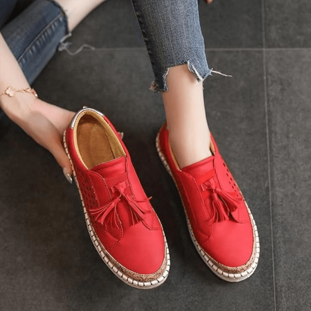 Women Slip-On Casual Sneakers Perforated Cork Trim