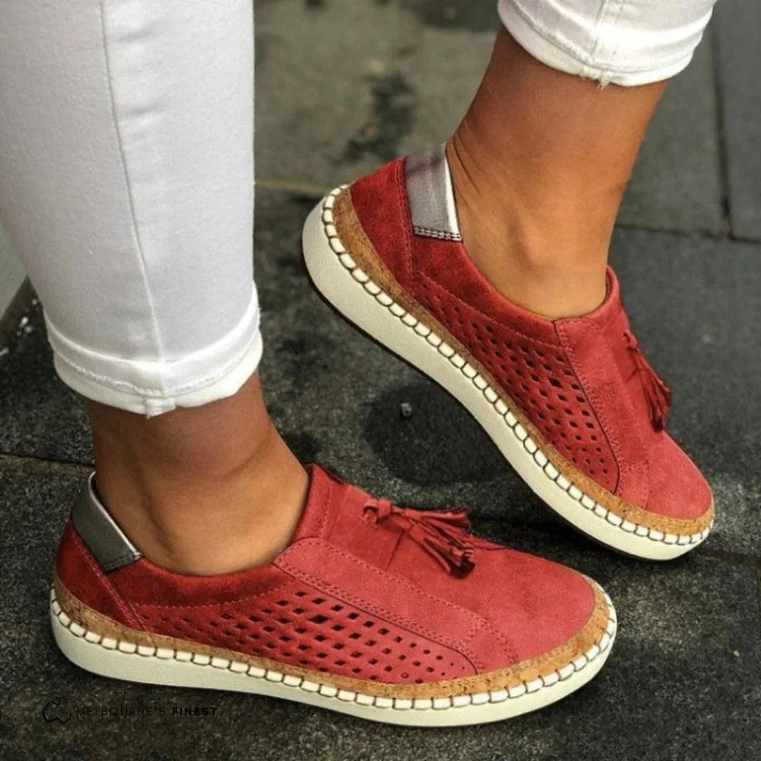Women Slip-On Casual Sneakers Perforated Cork Trim