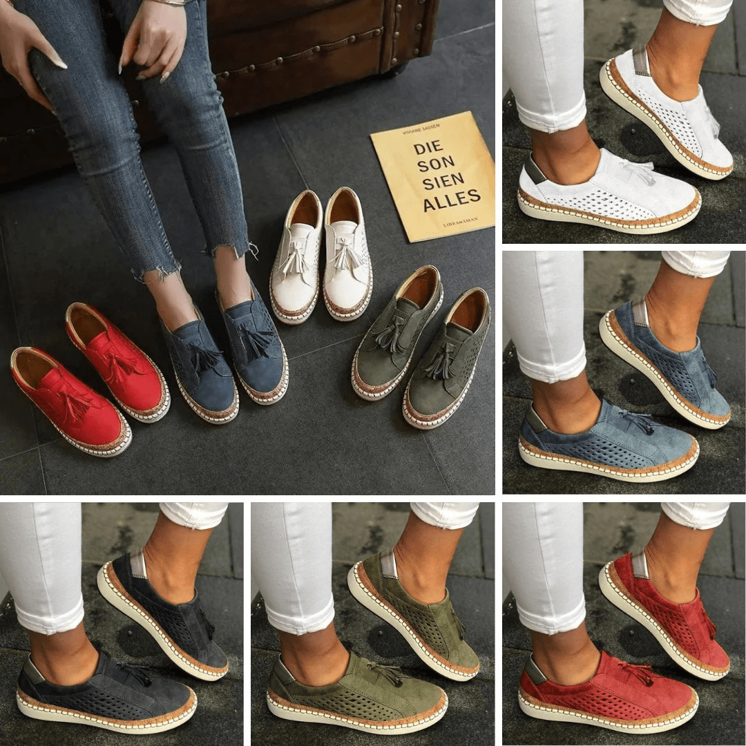 Women Slip-On Casual Sneakers Perforated Cork Trim