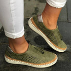 Women Slip-On Casual Sneakers Perforated Cork Trim