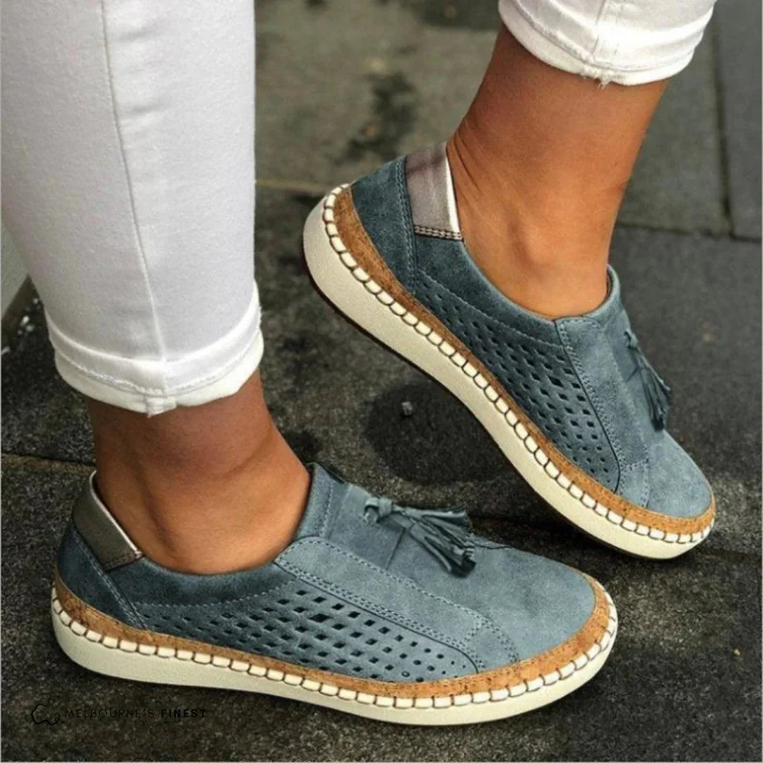 Women Slip-On Casual Sneakers Perforated Cork Trim