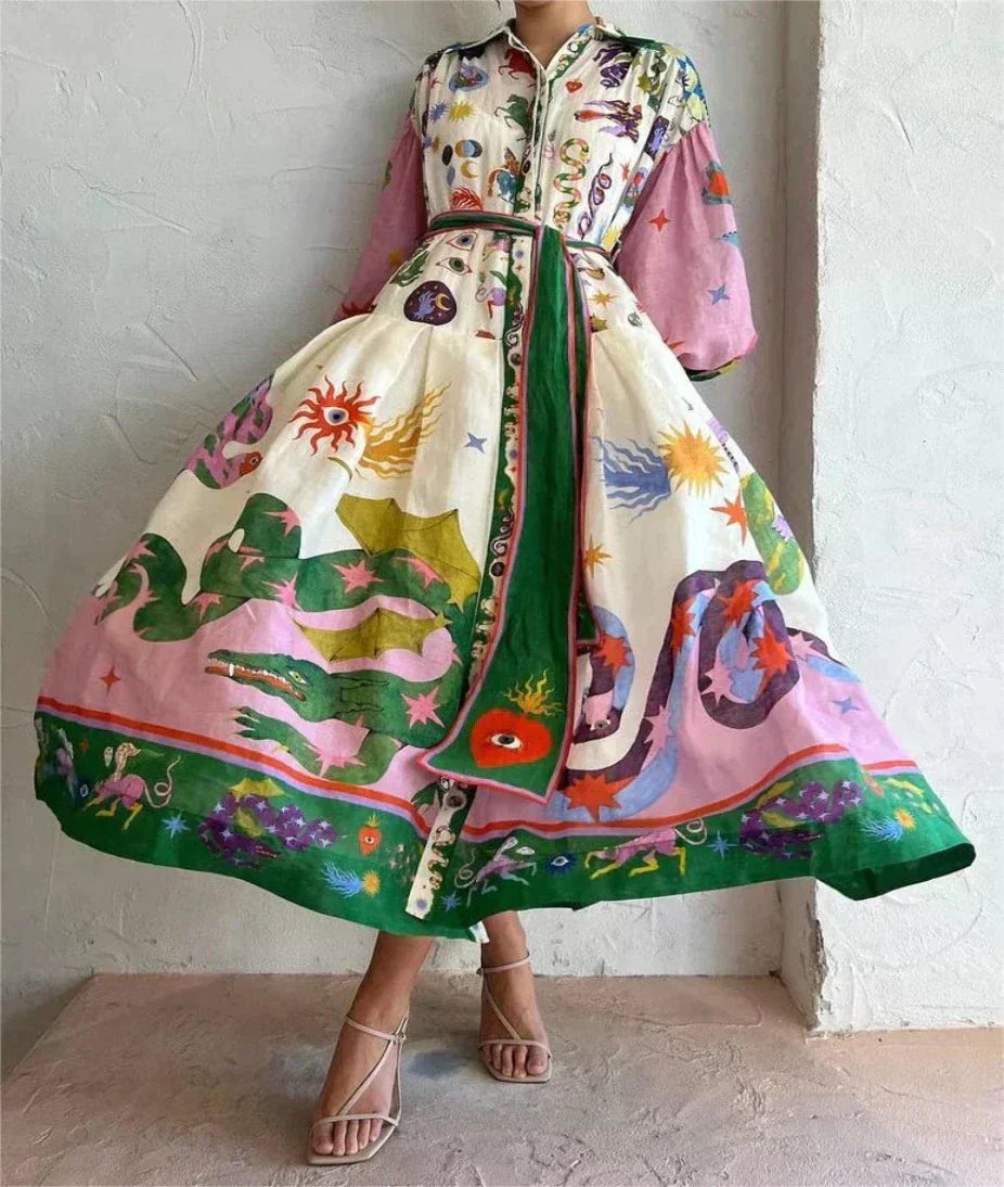 Birdie | Maxi Volume Dress | Women's Occasion Dress | Multicolor, Lightweight