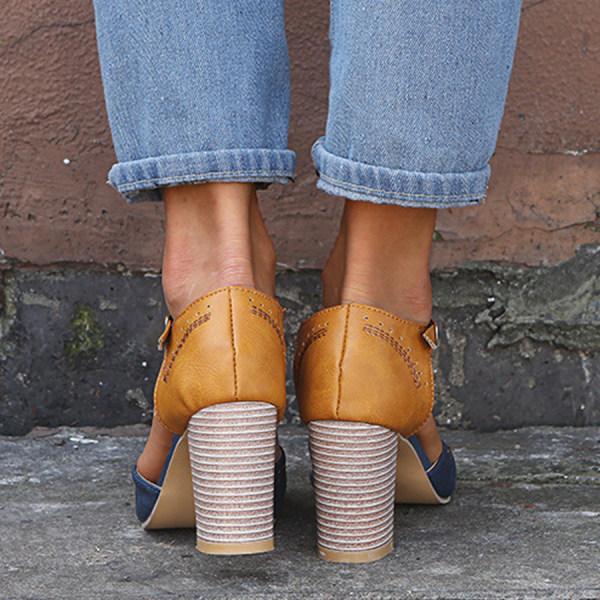 Women Leather Heel Shoes Orthopedic Support
