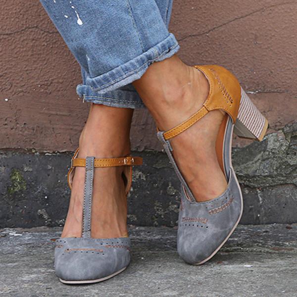 Women Leather Heel Shoes Orthopedic Support