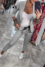 Marlow | Women's Blazer & Pants Set | Two-Piece, Elastic Waist | Office Wear