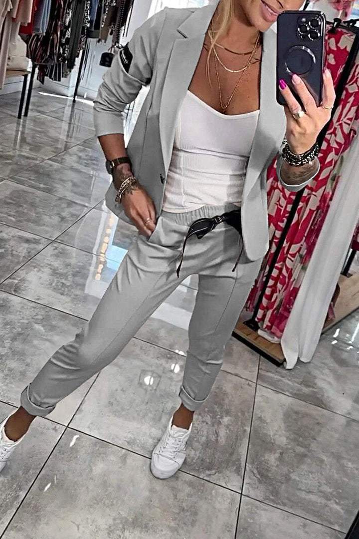 Marlow | Women's Blazer & Pants Set | Two-Piece, Elastic Waist | Office Wear