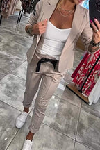 Marlow | Women's Blazer & Pants Set | Two-Piece, Elastic Waist | Office Wear