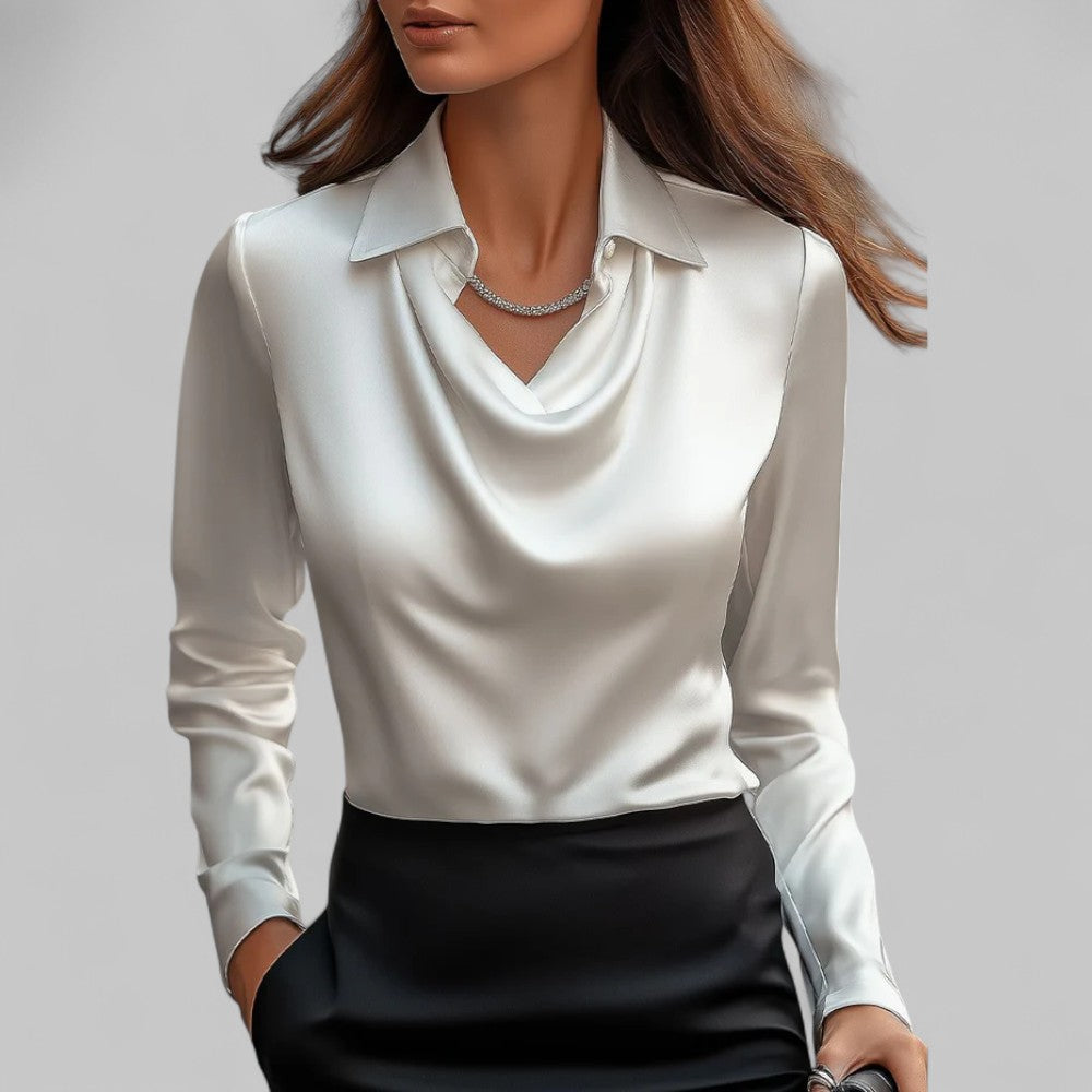 Nina | Women's Blouse | Draped Collar, Regular Fit | Business Casual