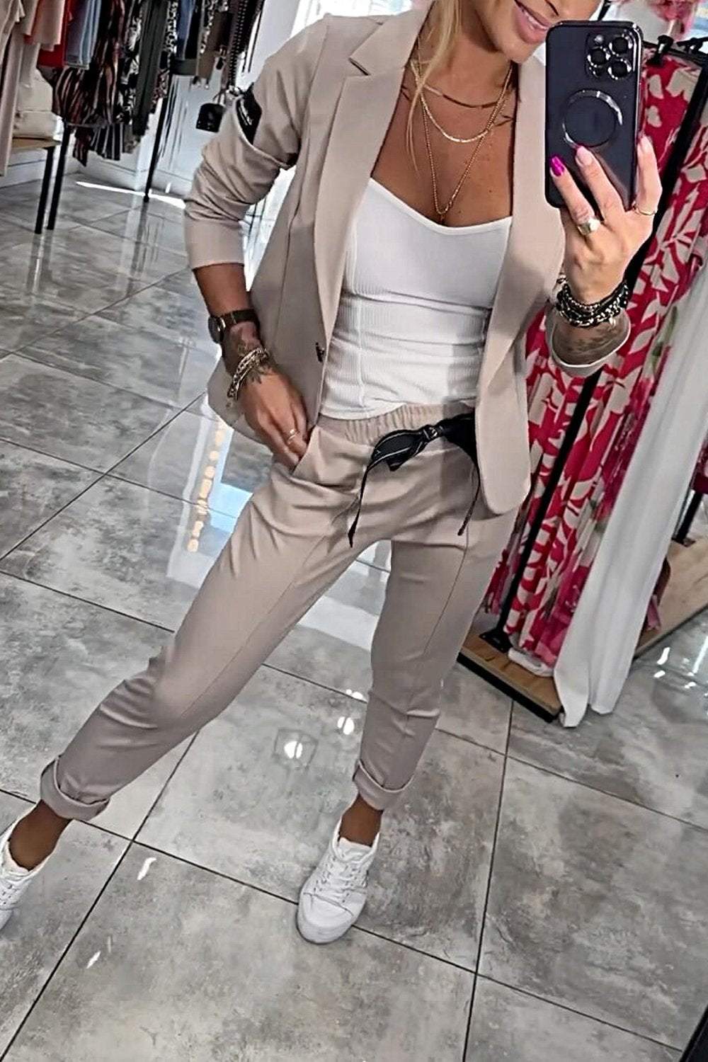 Marlow | Women's Blazer & Pants Set | Two-Piece, Elastic Waist | Office Wear