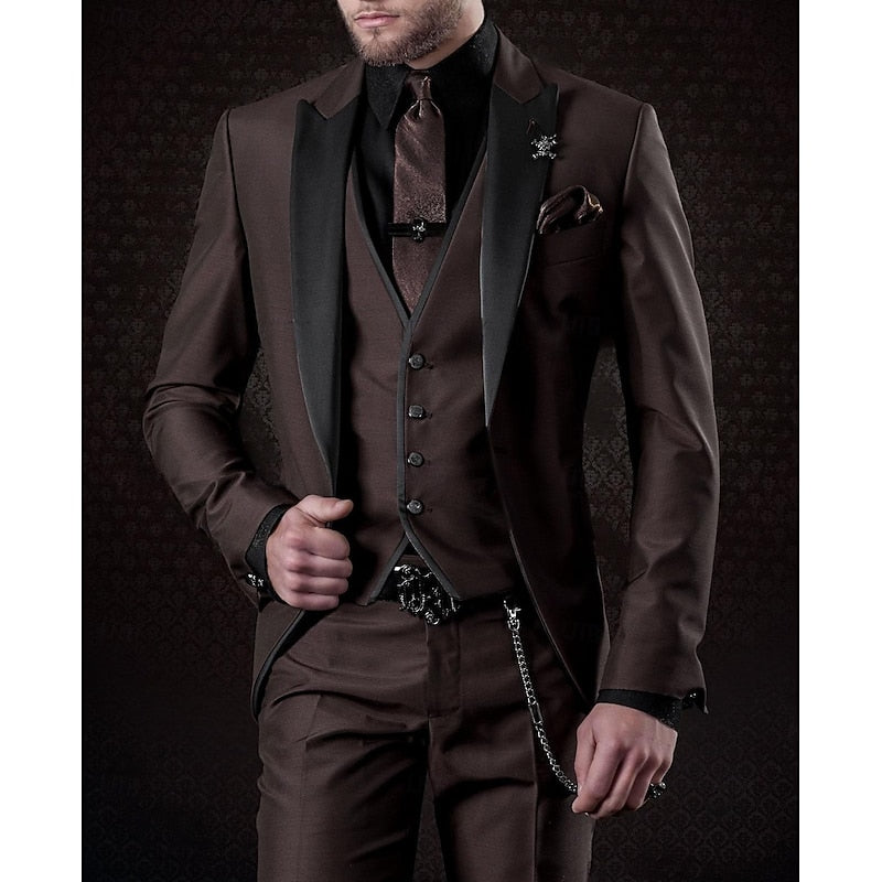 Men 3 Piece Suit Blazer Waistcoat Trousers