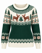 Christmas Sweater Women Reindeer Snowflake Fair Isle Knit Winter