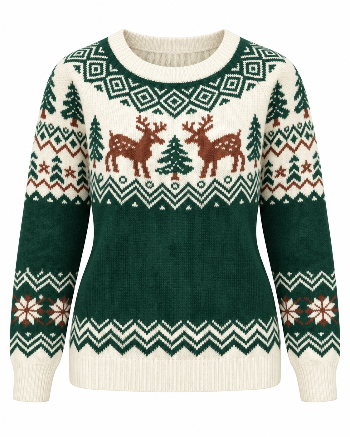 Christmas Sweater Women Reindeer Snowflake Fair Isle Knit Winter