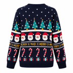 Christmas Sweater Women Navy Oversized Knit Crew Neck Long Sleeve