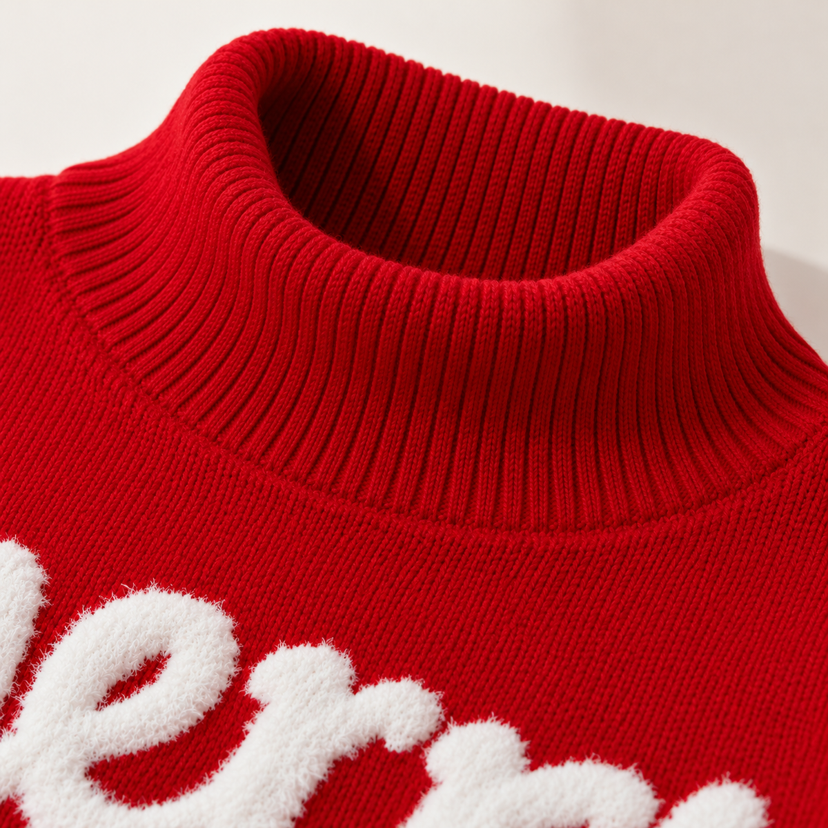 Christmas Sweater Women Red Turtleneck Long Sleeve Knit Loose Fit