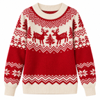 Christmas Sweater Women Reindeer Snowflake Fair Isle Knit Winter