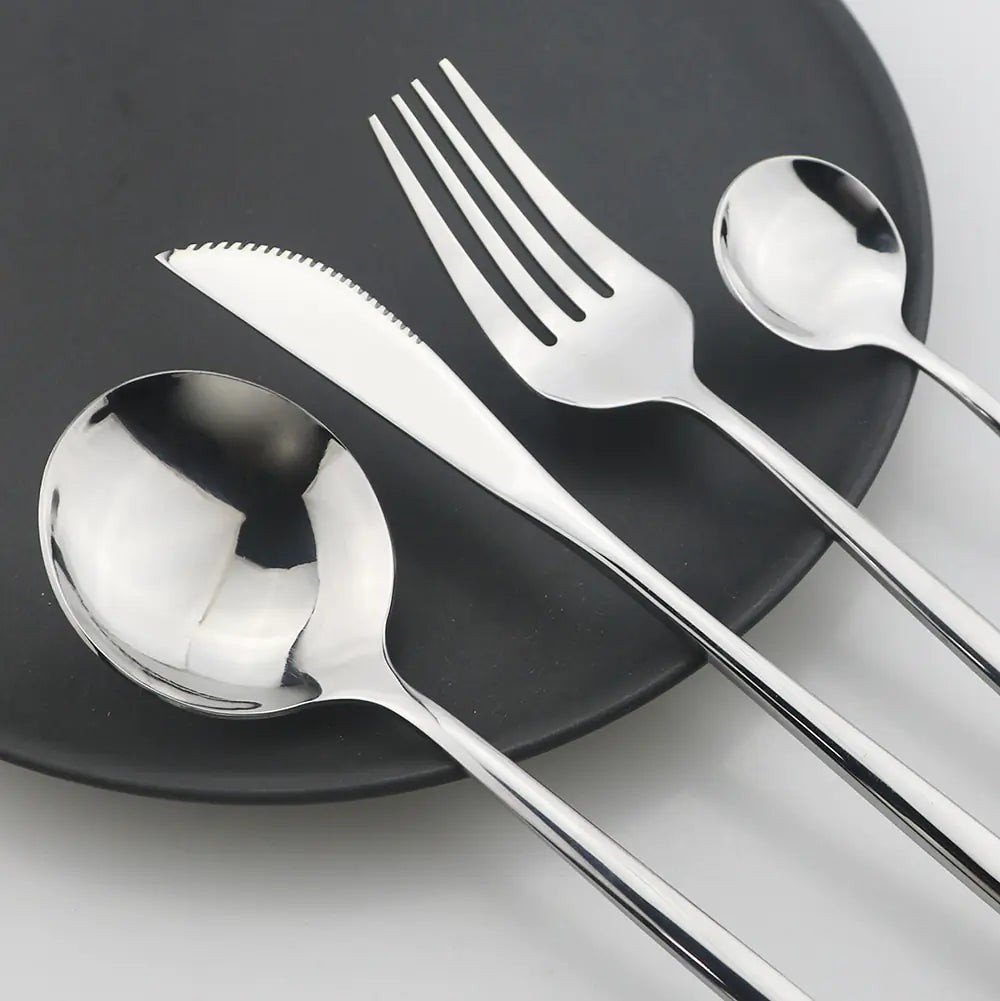Kira | Cutlery Set 24 Piece | Stainless Steel, Gold Accent | Black, White, Rose