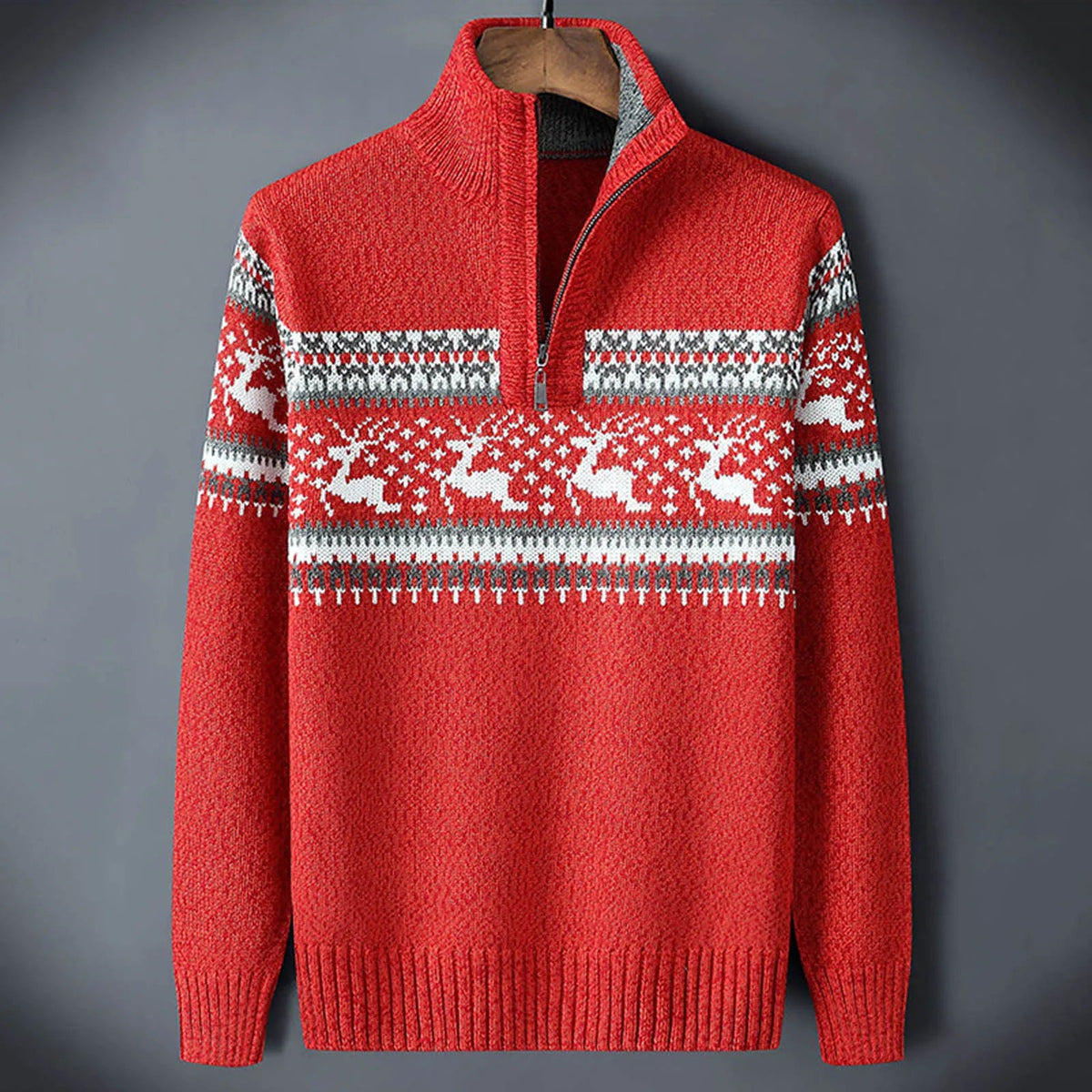 Odette | Men's Fair Isle Half-Zip Sweater | Stand Collar, Long Sleeve