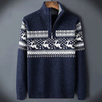Odette | Men's Fair Isle Half-Zip Sweater | Stand Collar, Long Sleeve