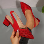 Sequin-Style Court Shoes | Women's Glitter-Textured Pointed Toe