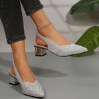 Sequin-Style Court Shoes | Women's Glitter-Textured Pointed Toe