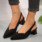 Sequin-Style Court Shoes | Women's Glitter-Textured Pointed Toe