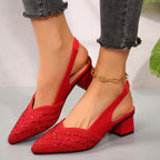 Sequin-Style Court Shoes | Women's Glitter-Textured Pointed Toe