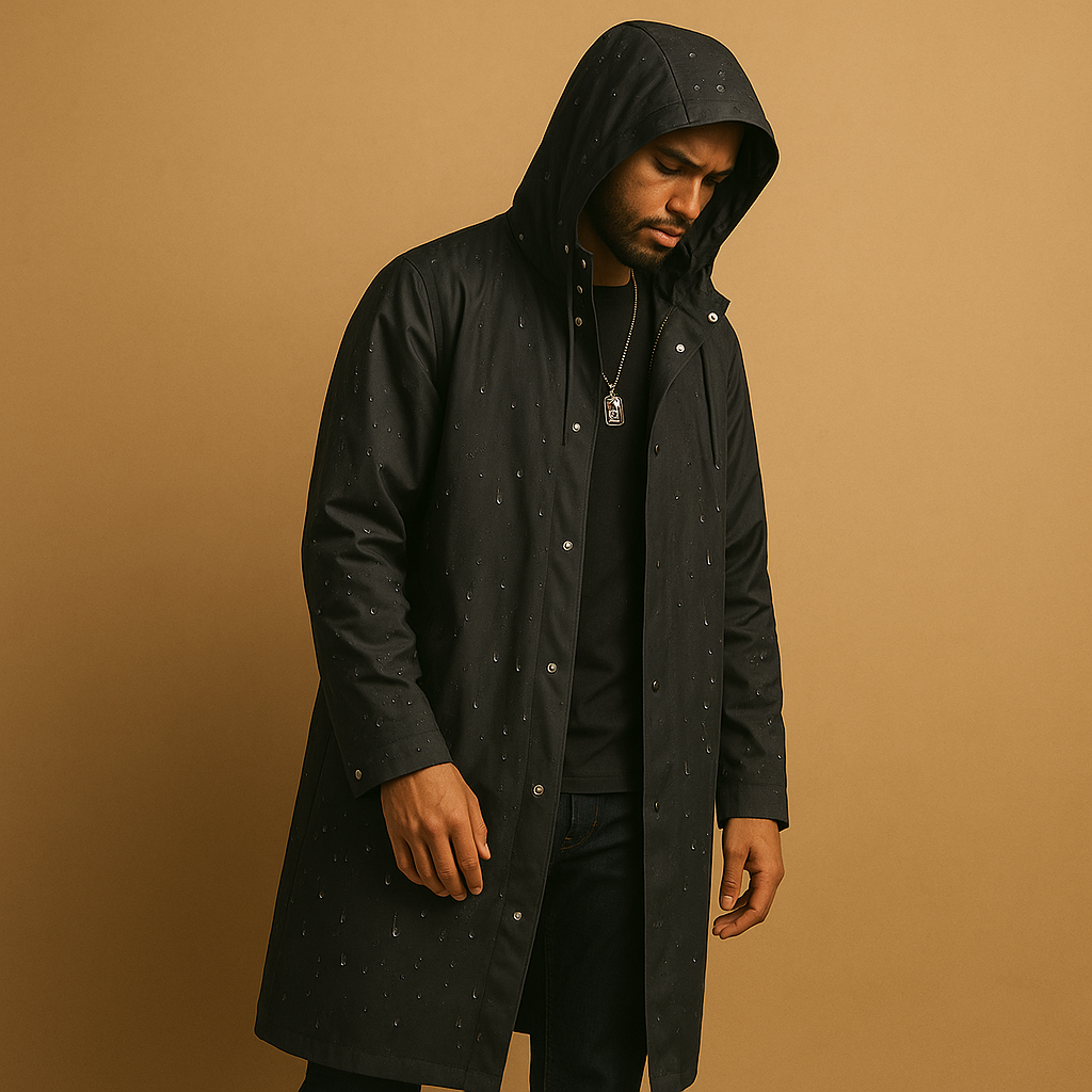 Florine | Men Waterproof Hooded Rain Jacket Long