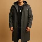 Florine | Men Waterproof Hooded Rain Jacket Long