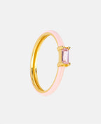 Sabine | Ring | Pink Enamel & Zirconia | 925 Sterling Silver, 18k Gold Plated