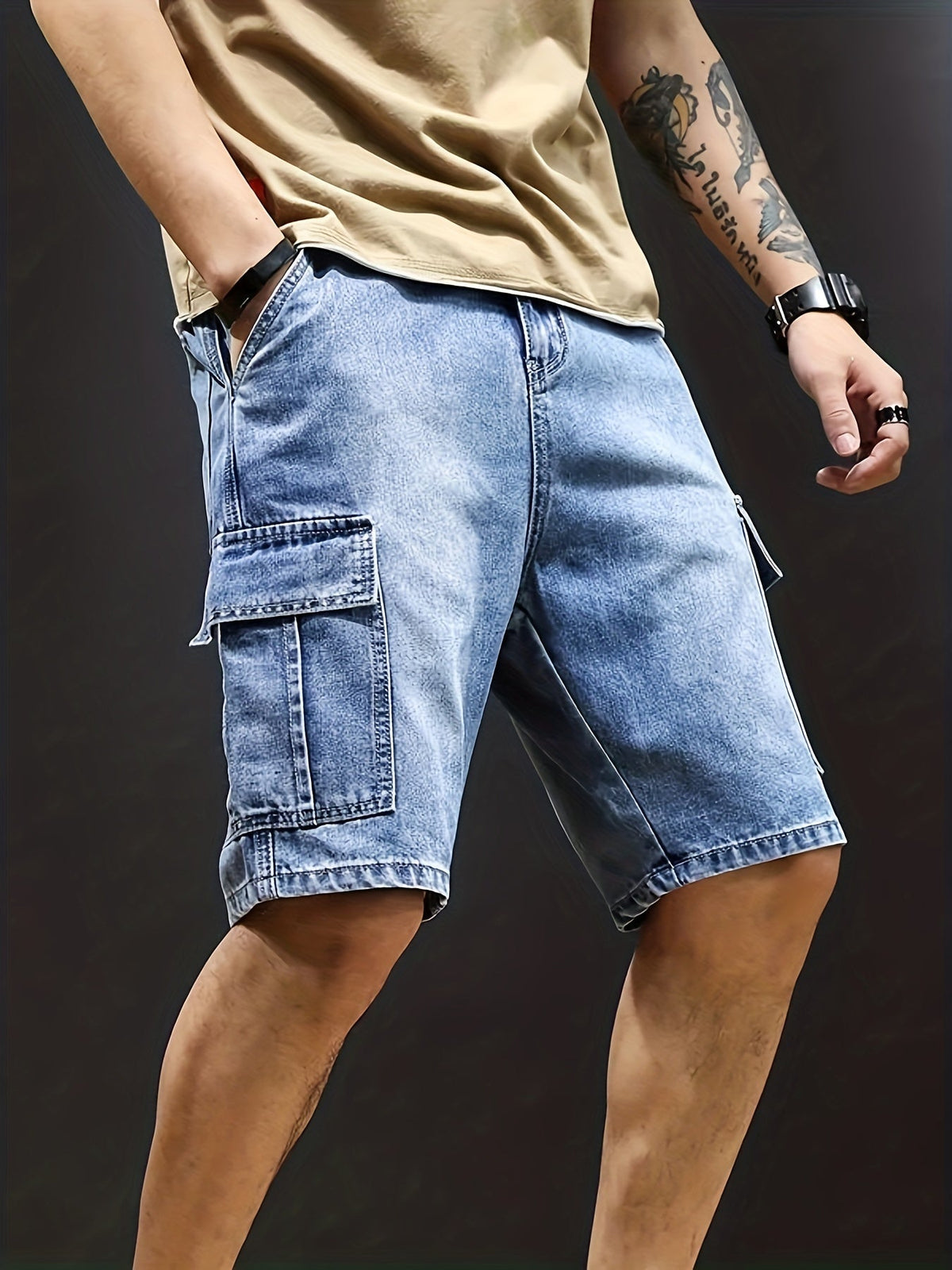 Honor | Men's Cargo Shorts | Denim, Adjustable Waistband | Casual