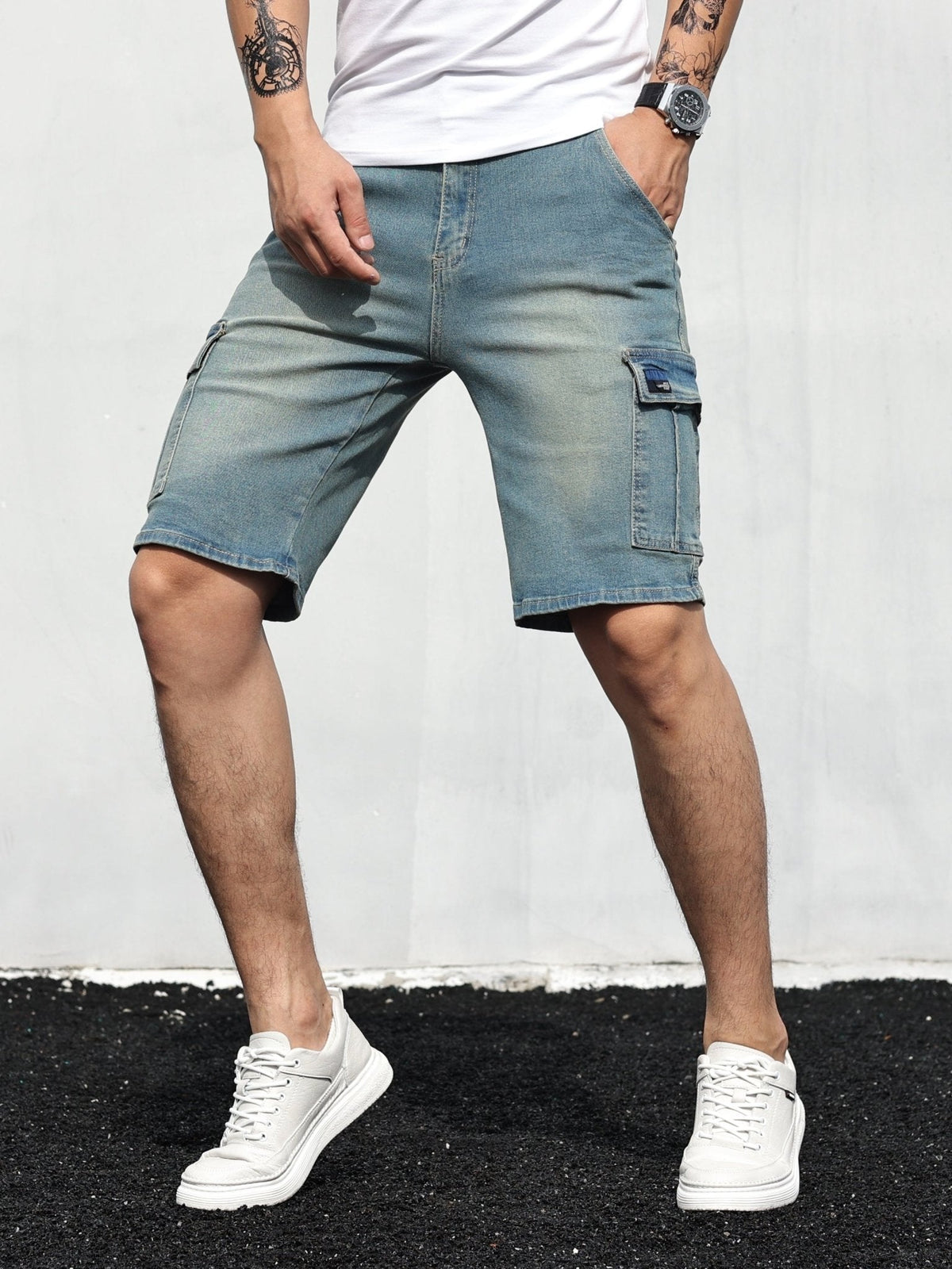 Honor | Men's Cargo Shorts | Denim, Adjustable Waistband | Casual